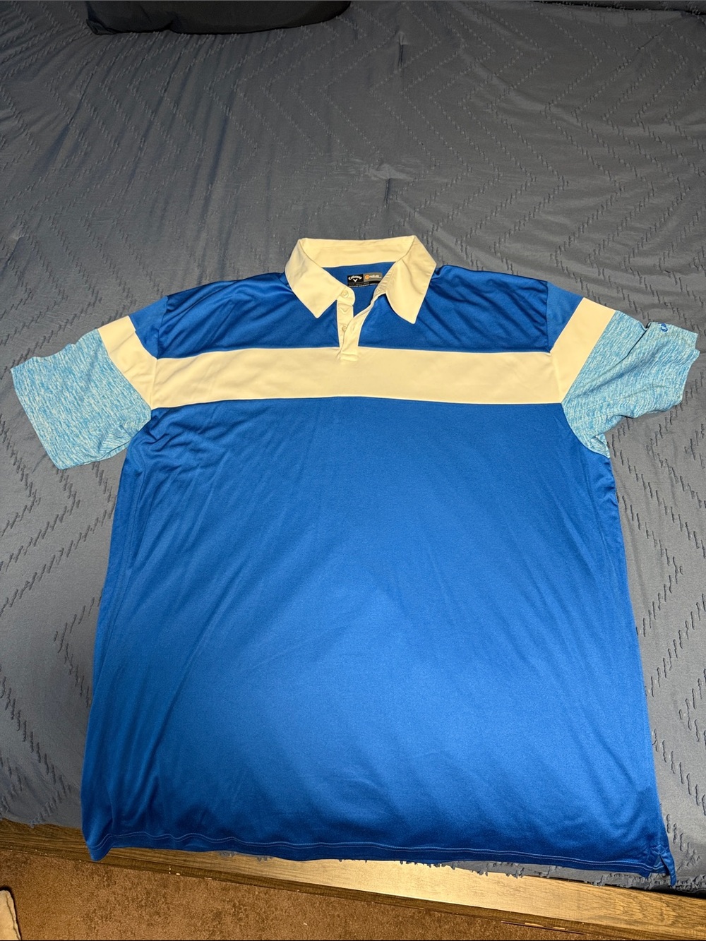 Callaway Royal Blue Polo with Cream Chest Stripe